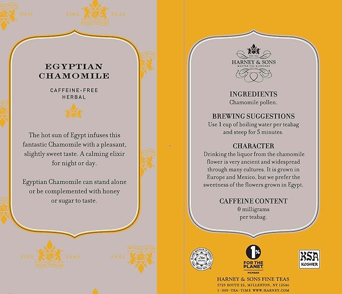 Harney &amp Sons Variety Pack Premium Tea Bags 6 Flavors 20 Tea Bags Each (Egyptian Chamomile English Breakfast Hot Cinnamon Spice Organic Peppermint Japanese Sencha Decaffeinated Ceylon )
