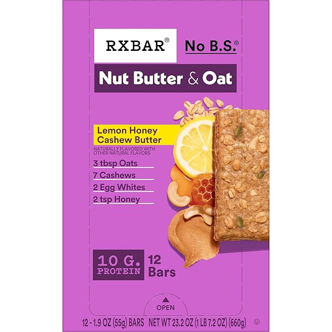 RXBAR Nut Butter and Oat Protein Bars Protein Snacks Snack Bars Lemon Honey Cashew Butter 23.2oz Box (12 Count)