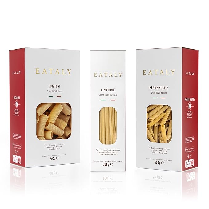 Eataly Top Sellers Set Pasta Bundle Pack- Rigatoni Linguine &amp Penne Rigate 3-500g (17 oz.) Boxes- 1 Each