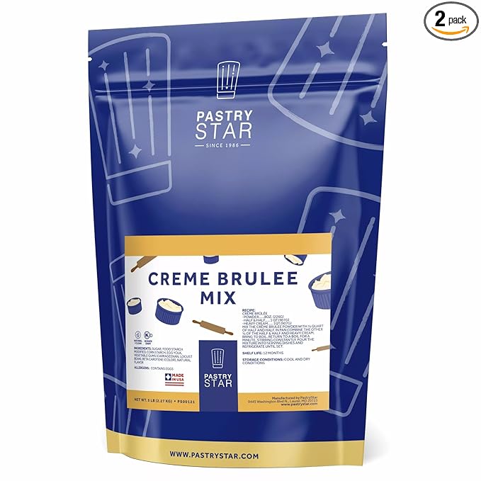 Pastry Star French Crème Brûlée Mix - Powder Blend 2 Packs of 5 lb 10 lb Total All Natural Premium Chef Developed