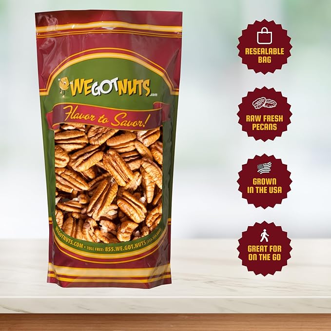 We Got Nuts Unsalted Raw Pecans for Cooking Baking &amp Snacking Vegan Protein Keto Snack Gluten Free Kosher Certified (3 Pound (Pack of 1))