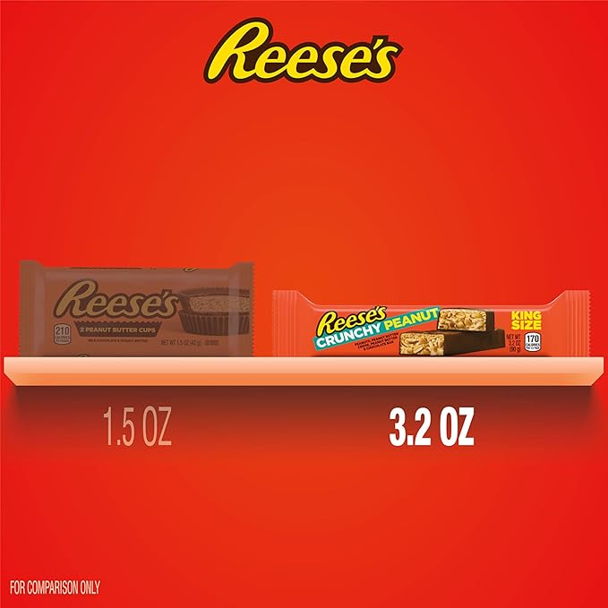 REESE'S Crunchy Peanut Peanut Butter and Peanuts King Size Candy Bars 3.2 oz (18 Count)