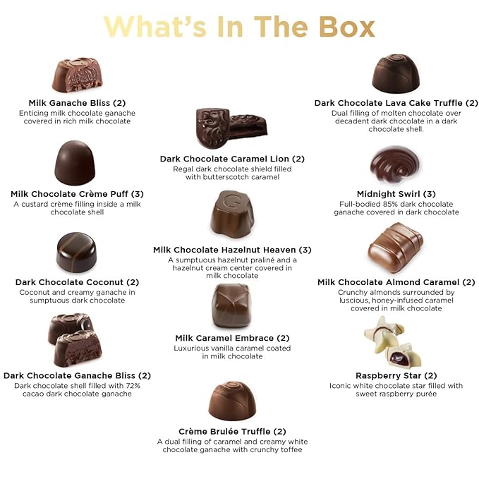 Gourmet Chocolate Gift Box Valentines 27 Chocolates Pack of Premium Belgium Assorted Chocolate Ideal for Easter Gift Basket and Holiday Celebrations 11.3 OZ