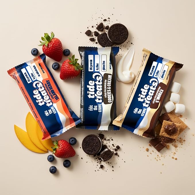 Crispy Rice Protein Bar | 25 g Protein Low Sugar Clean Ingredients 7 g Fiber Gluten Free | High Protein Snack for On-the-Go Post-Workout or Dessert Cravings | 8 Count (S'mores)