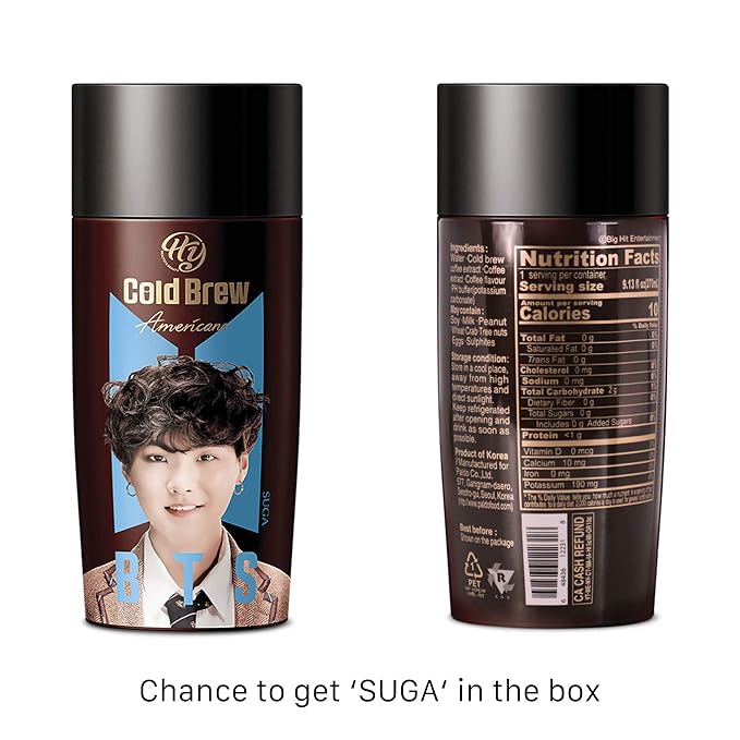 PALDO BTS BangTan Kpop Cold Brew Americano Coffee Bottled Drinks Ready To Drink Unsweetened Beverage Bottle Random Assortment Box (24 Pack x 9.13 Fl Oz)