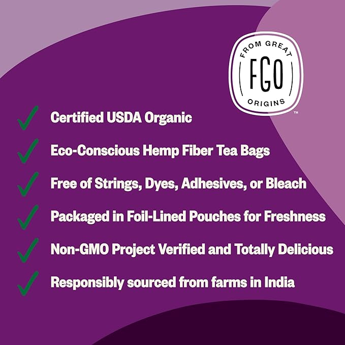 FGO Organic Tulsi Holy Basil Tea 100 Count Eco-Conscious Herbal Tea Bags Resealable Bag Caffeine Free Packaging May Vary (Pack of 1)