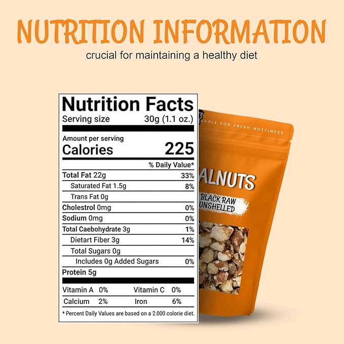Oh! Nuts Black Raw Unshelled Walnuts - Fresh Chopped Walnuts - 1 lb Bulk Bag - Black Walnut for Baking Snacking Salads &amp Desserts - Vegan Keto Kosher