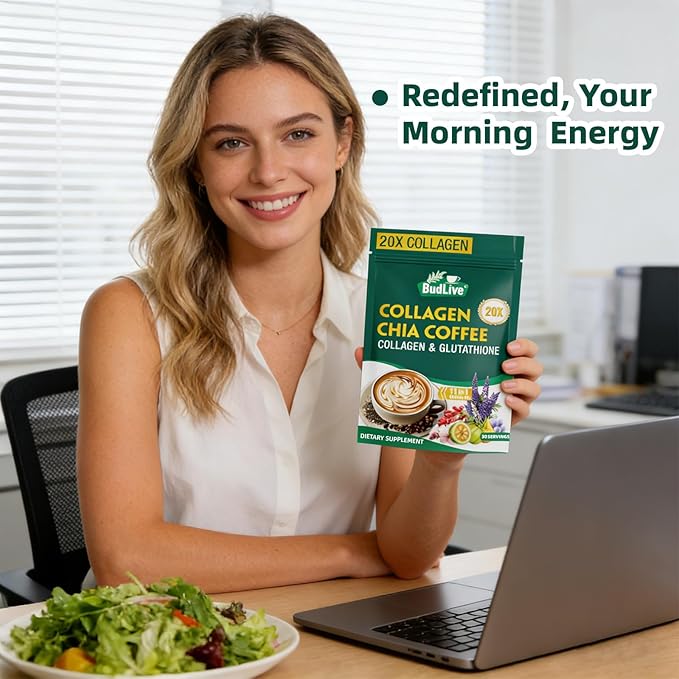 20X Collagen Chia Coffee 11 in 1 Chia Coffee Mix with Collagen &amp Chia Seeds Goji Berry Supports Hair Skin &amp Nails Sugar Free Vegan Gluten-Free 30 Servings 2PACK