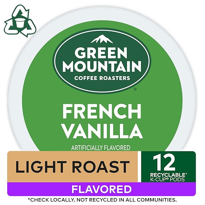 Green Mountain Coffee Roasters French Vanilla Keurig Single-Serve K-Cup Pods Light Roast Coffee 12 Count (Pack of 3)