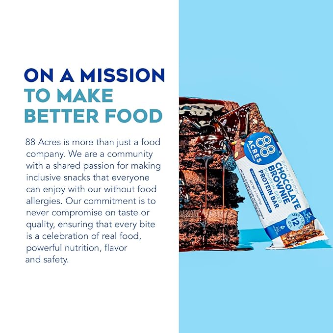 88 Acres Pumpkin Seed Protein Bars Fudge Brownie 9 Count 12g Plant-Based Protein Gluten Free Nut Free School Safe Snack Bar Vegan Non-GMO Individually Wrapped