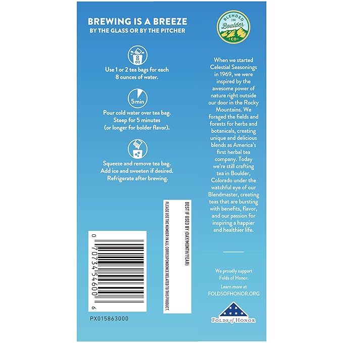 Celestial Seasonings Cold Brew Iced Tea Citrus Sunrise Caffeine Free 18 tea bags (Pack of 6)