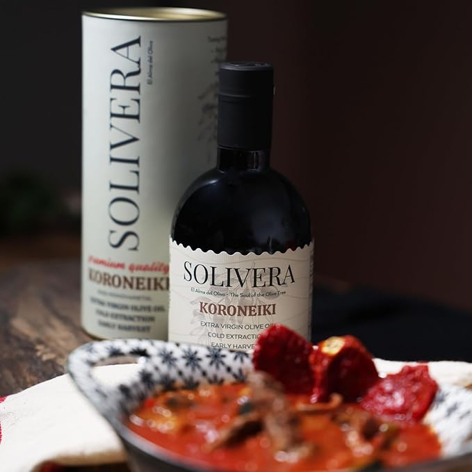 Solivera Koroneiki Extra Virgin Olive Oil Cold Pressed 400+ High Polyphenols Bold &amp Herbaceous Single-Origin Hand Picked Organic Olive Oil Healthy Gourmet Oil – 16.8 fl. oz. (Koroneiki)