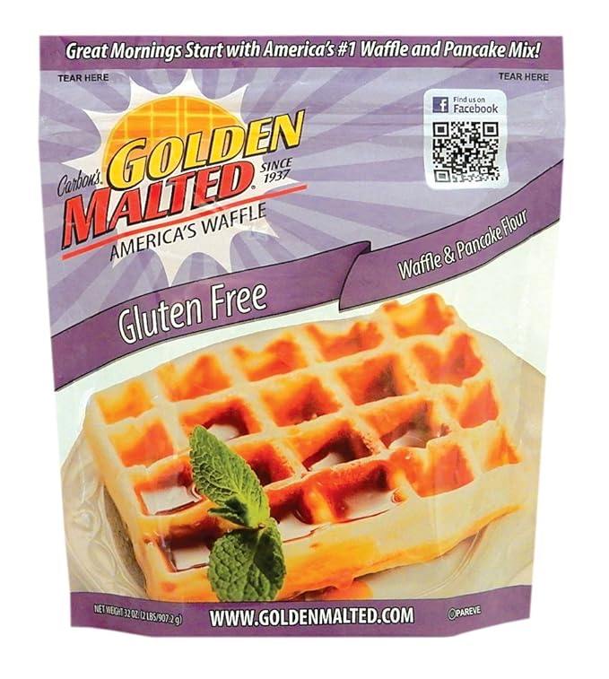 Carbon's Golden Malted Gluten Free Waffle and Pancake Mix 32 Ounce