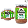 Once Again Creamy Organic Almond Butter No Sugar Lightly Toasted - Single Ingredient Nut Butter No Palm Oil No Salt - Glass Jar Non-GMO Gluten Free Vegan (6-Pack 16 oz Glass Jars)
