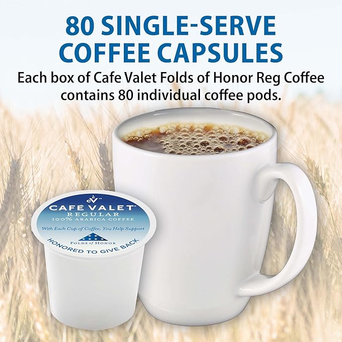 Cafe Valet Folds of Honor Dark Roast Coffee Pods 80 Count – Contributing to Military Family Scholarships