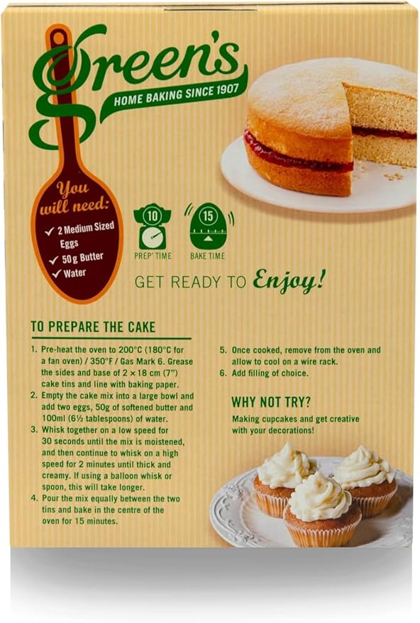 Green Vanilla Sponge Mix 221g Pack of 2