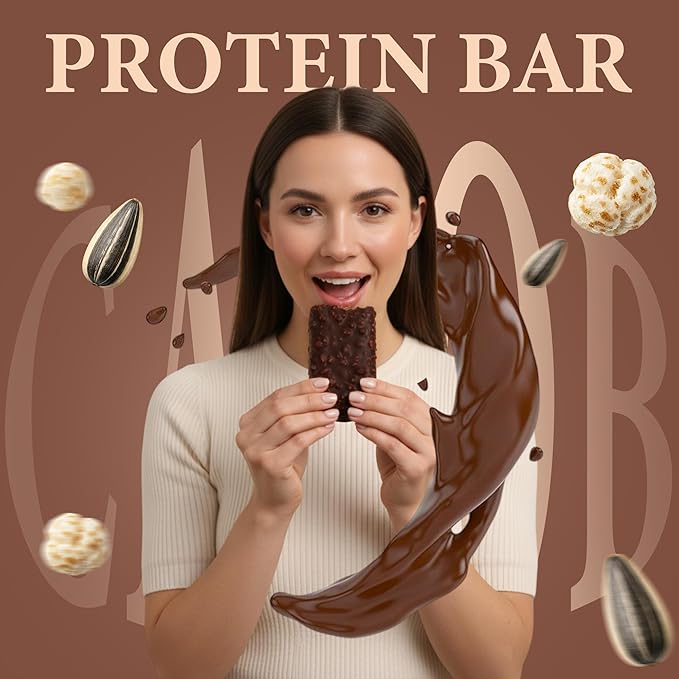 Rawmantic Carob Energy Bar (12 Mini Bars x 60g) – Raw Organic Carob Powder Puffed Quinoa Sorghum Millet &amp Buckwheat - No Artificial Flavors Plant-Based Non-GMO &amp Kosher Guilt-Free Snacks