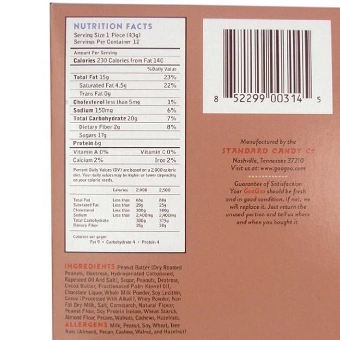 Goo Goo Clusters Peanut Butter Candy Bar - 12 Count Case