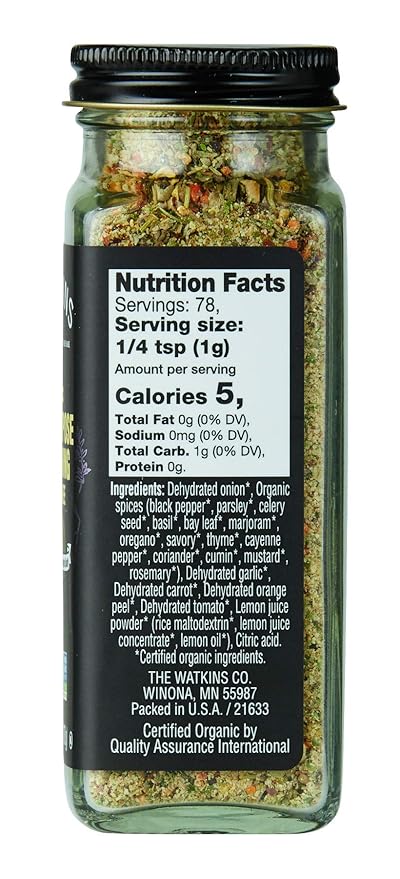 Watkins Organic All Purpose Seasoning Salt Free 2.7 Ounce 3-Pack