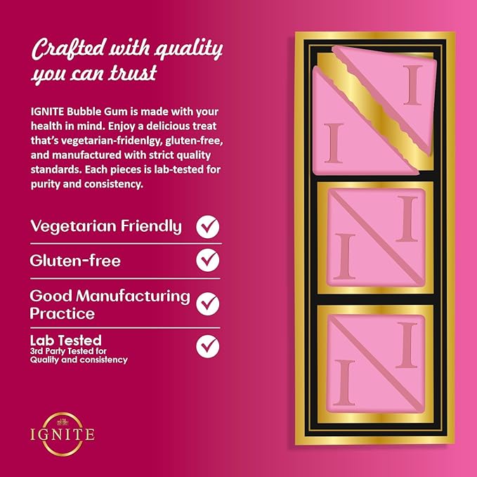 Ignite Bubblegum Chocolate Squares – Premium White Chocolate with Natural Ingredients – Rich Flavor Fusion – Perfect Chocolate for Cravings Gifts &amp Special Moments – Shareable Premium Bar Box of
