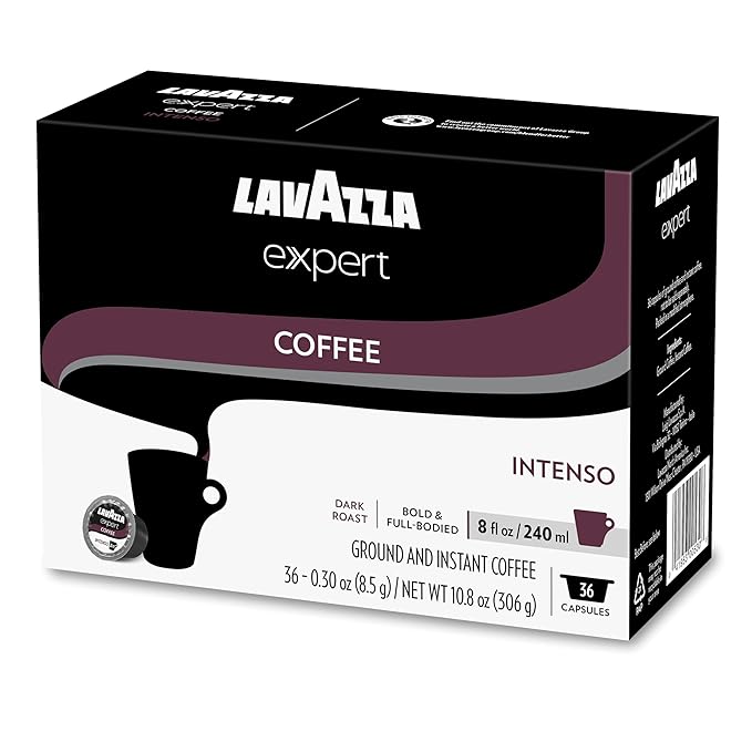 Lavazza Expert Intenso Coffee Capsules Dark Roast Arabica and Robusta Blend Compatible with Lavazza Classy Plus Machine (72 Capsules)