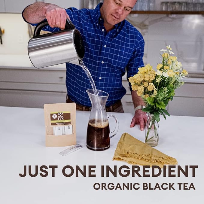 Cusa Tea &amp Coffee | Premium Instant English Breakfast Tea With Real Fruit &amp Spices | Organic Leaves Drink Mix Packets | Hot or Iced Tea (30 Single Servings)