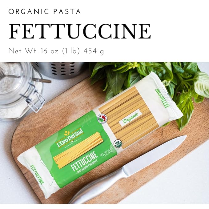 Organic Fettuccine Pasta 20 pack 100% Durum Wheat Italian Pasta Premium Quality Product of Italy 16 Ounce (20 Pack) by L'Oro del Sud