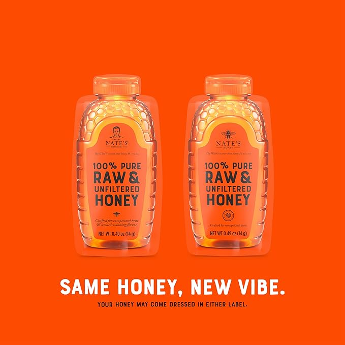 Nate's Bulk 400ct Honey Minis - Single-Serve 100% Pure Raw &amp Unfiltered Honey – 0.49oz Packets 400ct box