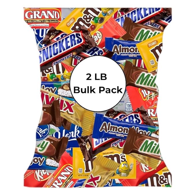 CandyKrave Assorted Chocolate Candy Variety Pack - 2 lbs Fun Size Chocolate Assortment - Individually Wrapped Bulk Chocolate Candy Mix - Delicious Sweets for Kids Adults Pantry Office &amp Birthda