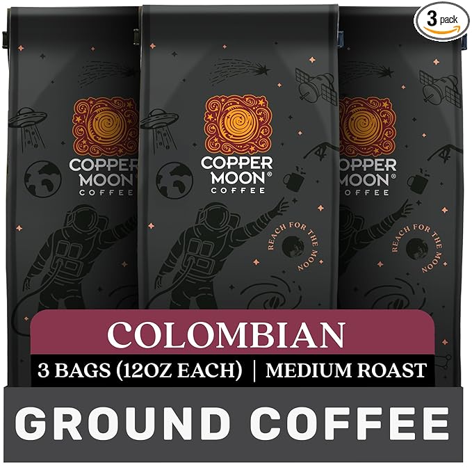 Copper Moon Ground Coffee Medium Roast Colombian Blend 3 Bags 12 oz. Each