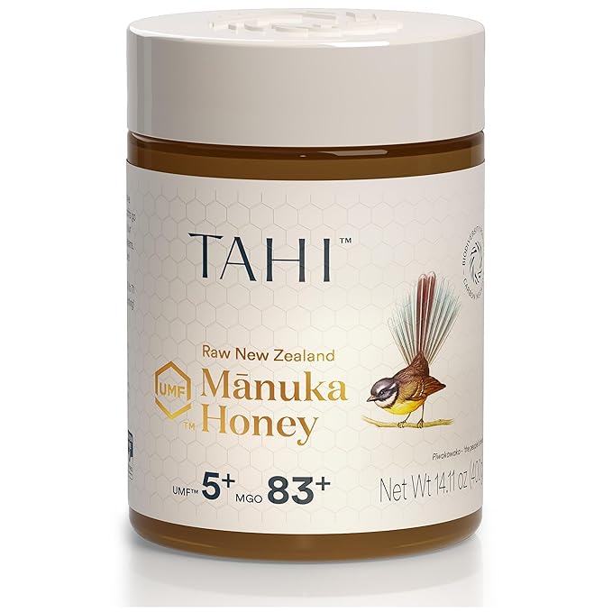 Tahi Raw Manuka Honey New Zealand UMF 5+ Certified (MGO 83+) - 100% Sustainable Monofloral and Natural Honey - Non-GMO Glyphosate-Free and Gluten-Free - New Zealand Manuka Pure Honey - 14.1oz