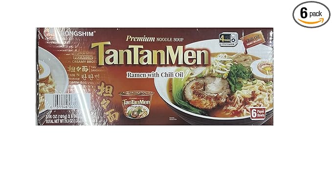 Nongshim Tantanmen Premium Noodle Soup Bowl Ramen w/Chili Oil 3.56 Oz (6 Ct)