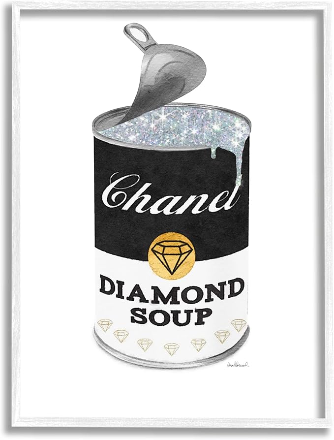 Stupell Industries Traditional Condensed Soup Can Glam Fashion Pop Black