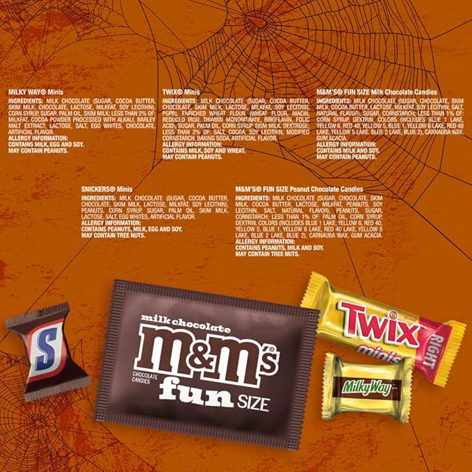 M&ampM'S SNICKERS TWIX &amp MILKY WAY Milk Chocolate Halloween Candy Variety Pack 200 Ct Bulk Assorted Chocolate Candy Variety Pack (Pack of 2)