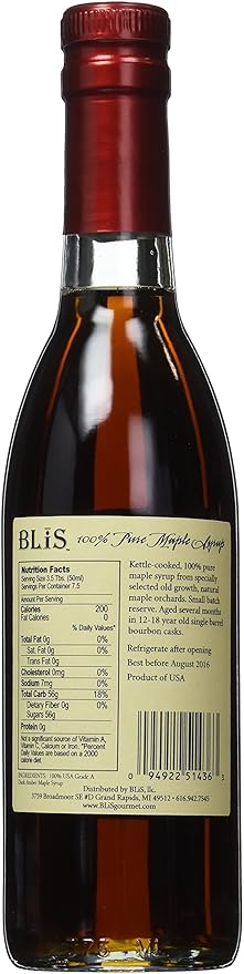 BLiS Bourbon Barrel Matured Pure Maple Syrup 12.7 Fluid Ounce