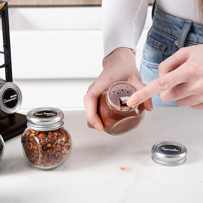 Orii 16 Jar Acacia Wood Vertical Spice Rack with Spices Included &amp 5-Year Spice Refill Program – Space-Saving Countertop Spice Rack with Glass Jars