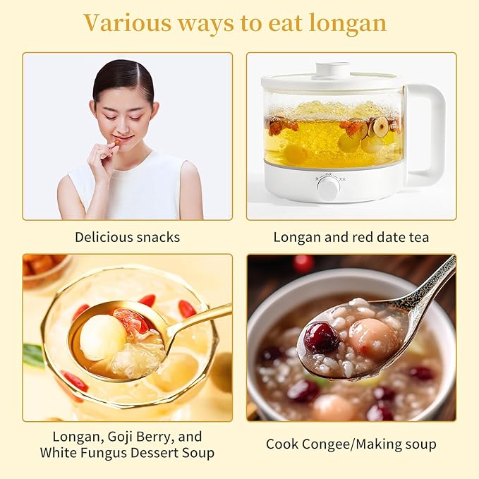 Hee Creek Natural Dried Longan Fruit 17.6oz/500g Dried Longan Berries Fruit Meat Chinese Herbs Peeled &amp Pitted No Sugar Added No Smoky 桂圆干 龙眼肉 龍眼