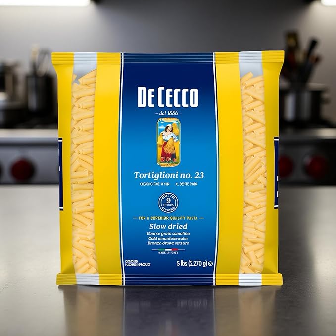 De Cecco Semolina Pasta Tortiglioni No.23 5 Pound (Pack of 4)