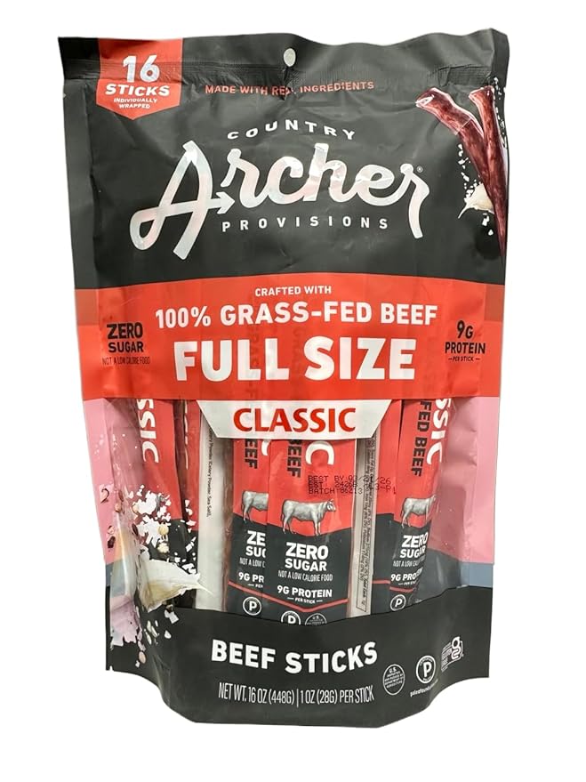 100% Grass-Fed Beef Sticks CLASSIC Full Size 1oz (16Pack)(Total 16oz) (Pack of 1)