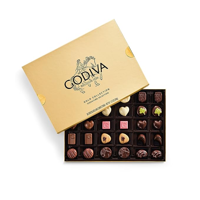 Godiva Gold Assorted Chocolate Gift Box Belgian Dark and Milk Chocolates with Pralinés Ganaches &amp Caramels Gourmet Gift for Birthdays Holidays Kosher 30 Pc
