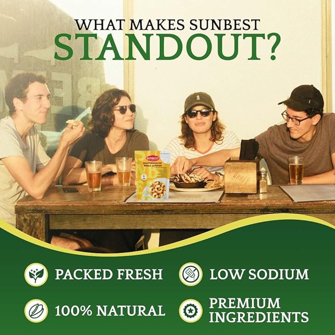 Sunbest Natural Whole Roasted Salted Cashews – 3 lb Bulk Bag (48 oz) – Non-GMO Vegan &amp Crunchy – Kosher Certified Gluten-Free – Perfect for Snacking Topping &amp Baking