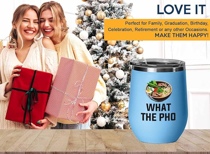 Ramen Lover Blue Edition Wine Tumbler 12oz - What the pho - Food Lovers chicken pumpkin vegan pantry spicy noodles