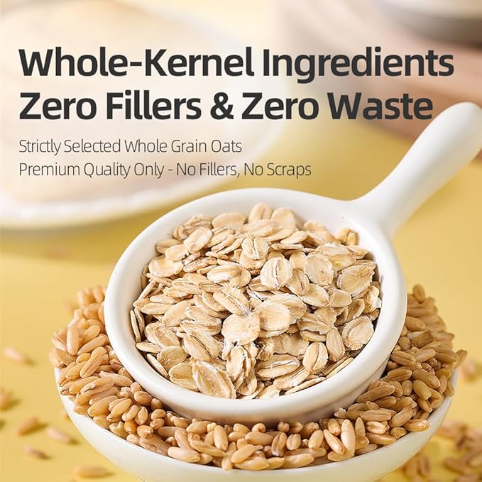 Old Fashioned Rolled Oats | 21.2 oz / 600g | in Resealable Stay-Fresh Jar PoetrySeptember 100% Whole Grain Raw Oats Jumbo Thick Flakes - Grown in Fertile Black Soil - Perfect for Overnight Oats &amp