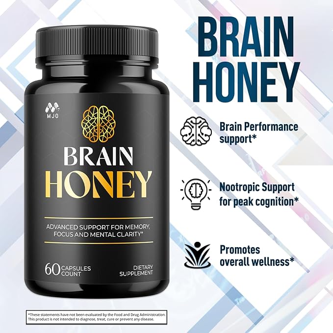 (3 Pack) Brain Honey Capsules Brain Honey Pills with All Natural Ingredients Advanced Overall Health and Wellness Vitamin Supplement Formula for Maximum Strength Multivitamins (180 Capsules)