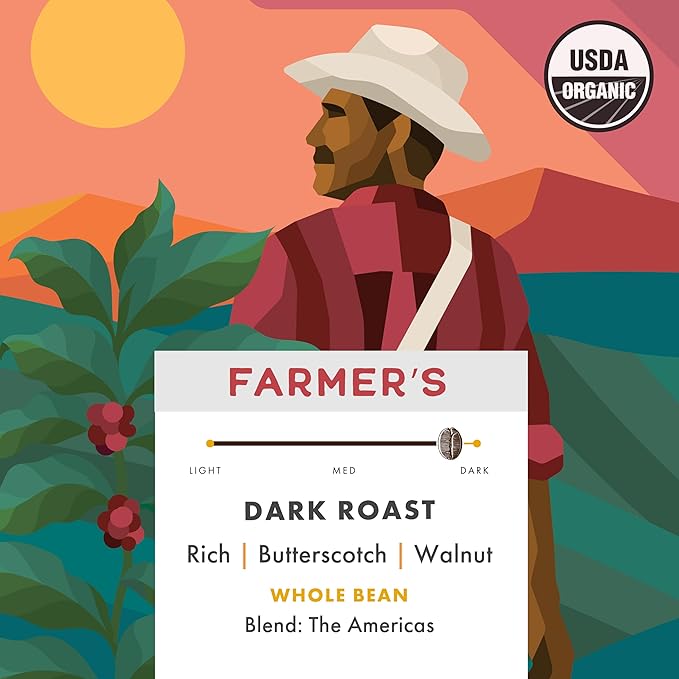 Pachamama Organic Coffee - Farmer's Blend Dark Roast Whole Bean Coffee - 2 lb - Farmer Owned &amp Regenerative
