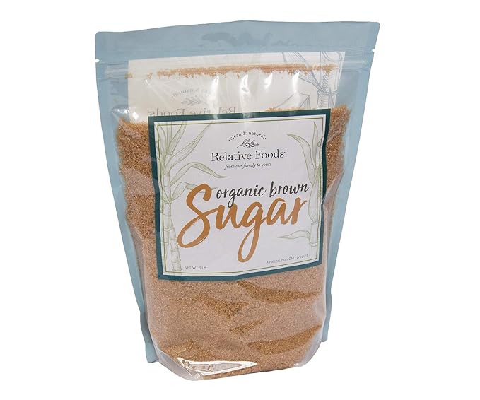Organic Brown Sugar Bulk Resealable bag (3lb) - raw Light Brown sugar for Baking Kitchen sweetener Glazes &amp More - Made with Organic Molasses for a Sweet and Flavorful Taste
