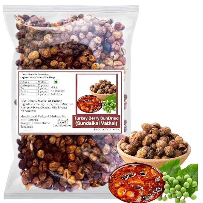 Naturals Dried Turkey Berry Sundakkai Vadagam Chundaikai Vathal Turkey Berry (Bhankatiya)| Traditional home made for vathal kulambu 100 Gram