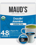Maud's Organic Jasmine Green Tea Pods 48 ct Single Serve Tea Pods – 100% Gourmet Blended Tea Leaves Compatible with Keurig K Cups Maker