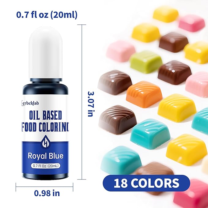 Oil Based Food Coloring for Chocolate 18 Colors x 20 ml Concentrated Oil Food Dye for Melting Chocolate Candy Melts Cake Pops Strawberries