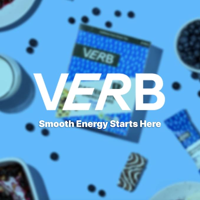 Verb Caffeinated Energy Bars Blueberry Crisp (26g Pack of 16) 110-Calorie Delicious Low Sugar Energy Bar - Vegan Gluten Free On-the Go Snack with 80mg Green Tea Caffeine Only Real-Food Ingredients